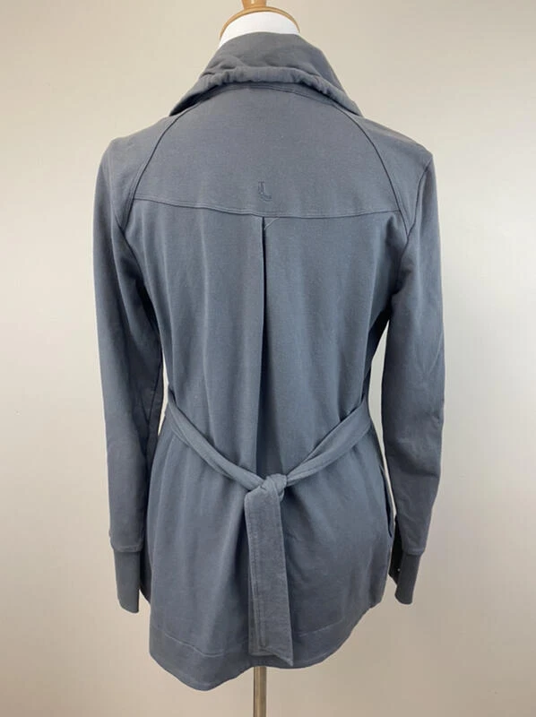 lole double button back tie french terry knit jacket