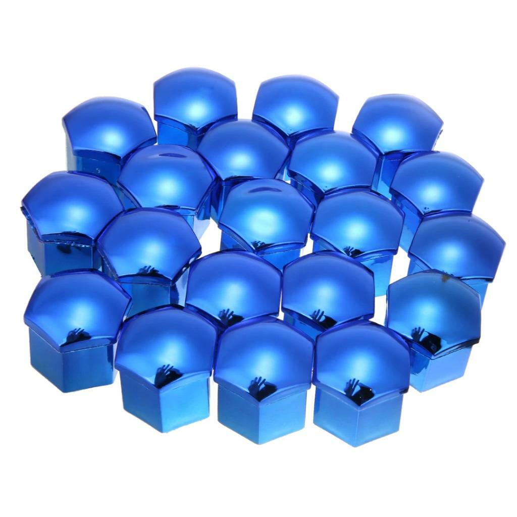 17mm BLUE Mirror CHROME Wheel Nut Covers + tool fits MERCEDES SLC CLASS