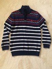 Boys - IZOD Sweater - Sz 6/7 - Long Sleeve - Navy Blue/Red/White - Cotton