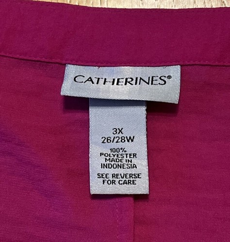 Catherines Blouse Women’s 3X Pink Square Neck Tie Sleeve Cold Shoulder 26/28 - Picture 4 of 8