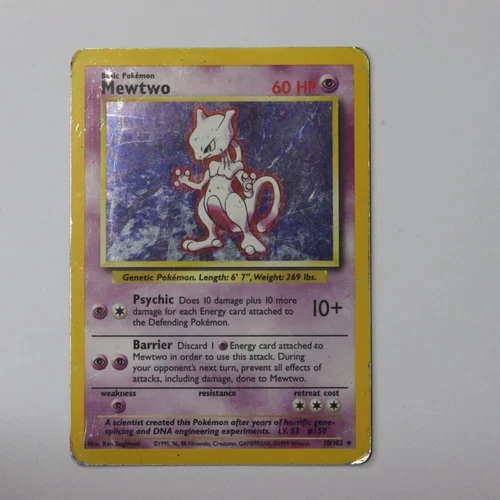 Mewtwo 10/102 Base Set Holo 1999 WOTC HP vintage Pokemon tcg Card - HD Photos