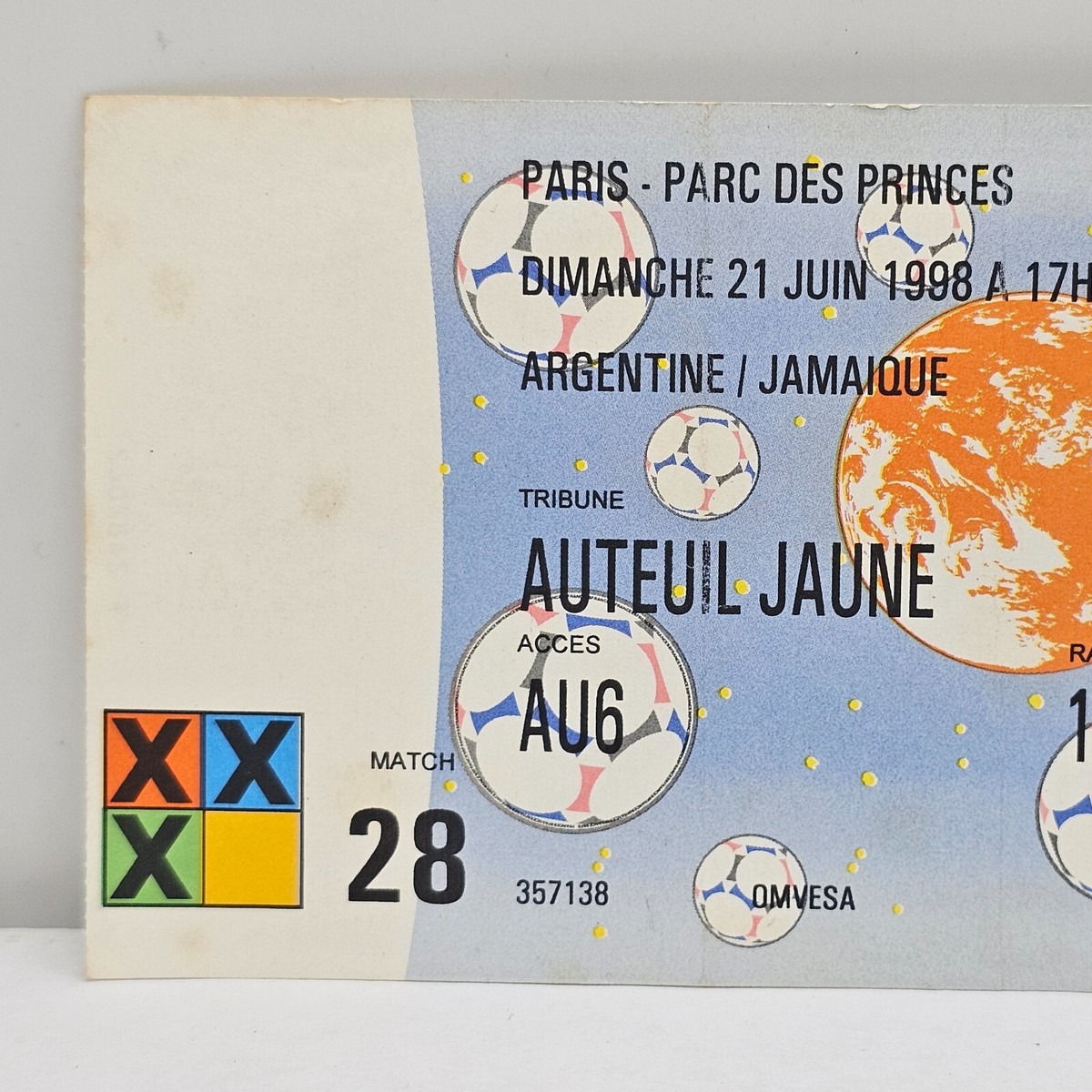 TICKET WORLD CUP FRANCE 1998 ARGENTINA - JAMAICA # 28 | eBay