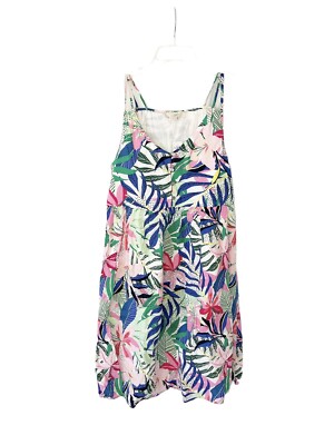 Size 4 LOFT PALM PRINT DOUBLE STRAP MIDI DRESS Summer Vacation Cruise Beach  | eBay