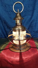Antica Lanterna nautica Restaurata Lampada Da Nave Marittima Faro Rame Ottone