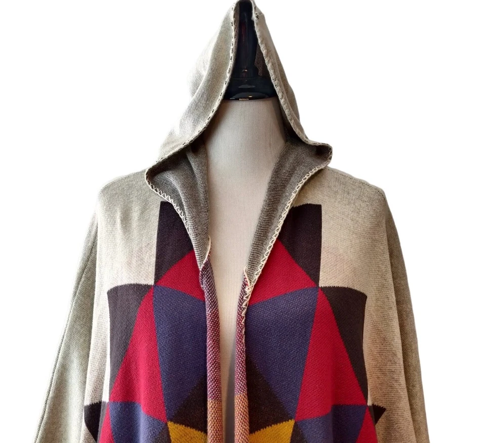 Billabong женщин цветной геометрический с капюшоном открытый передние карманы кардиган прикрытие M - Изображение 4 из 4