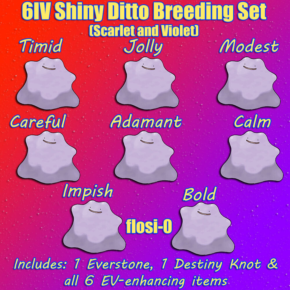 Ditto 6 IV Shiny Japanese Any NATURES ITEMS Pokemon Scarlet & Violet -   Israel