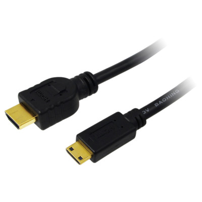 1m HighSpeed Mini HDMI auf HDMI Kabel mit Ethernet FullHD 4K2K Audio schwarz