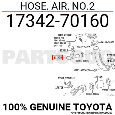 1734270160 Genuine Toyota HOSE, AIR, NO.2 17342-70160 | eBay