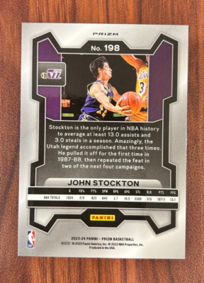 2023-24 Panini Prizm JOHN STOCKTON Silver Prizm Card #198 Utah 