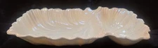 CALIFORNIA POTTERY 1970’s IRIDESCENT PEARL LEAF SNACK DIP AND CHIPS DISH #3063