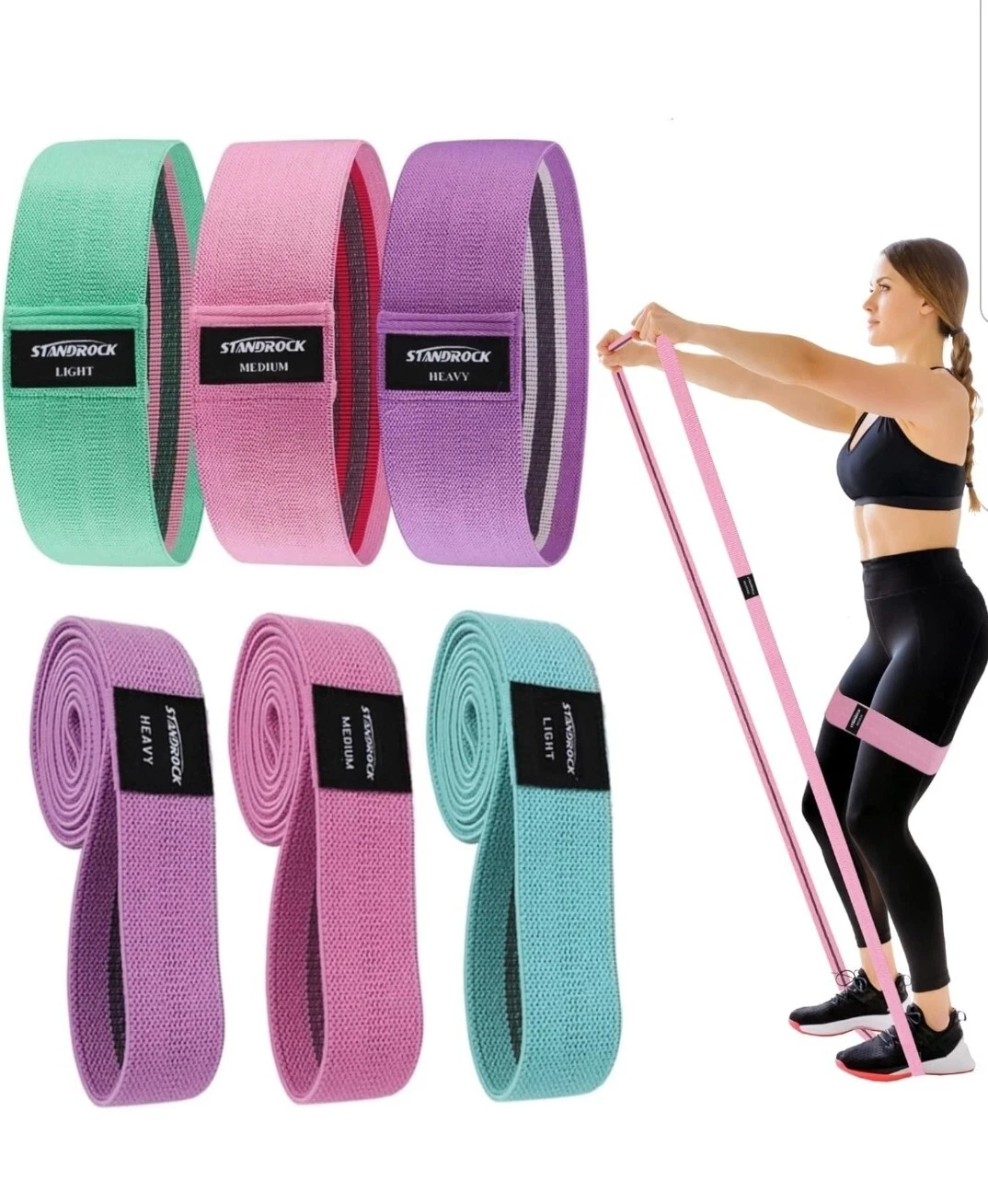 3 Level Non-Slip Exercise Bands for Women (6pcs)