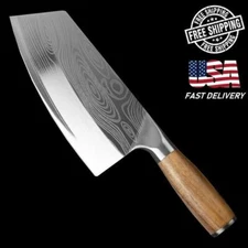 Asian Kitchen Knife Butcher Chef Damascus Cleaver Chopping Meat US STOCK