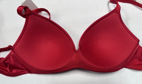 b.tempt'd Wacoal Bra T-Shirt 30C Soft Wireless Red Seamless Convertible - Picture 13 of 13