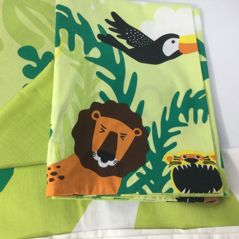 Ikea Bed Sheets Twin Duvet Cover Pillow Case 2 Window Panels Kids Jungle Animals - Image 3 of 4