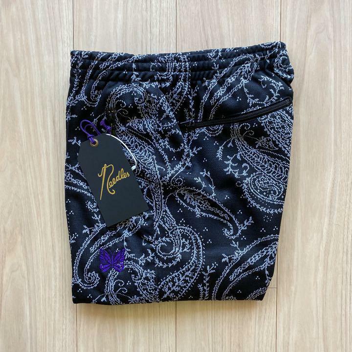NEEDLES Track Pants Straight Black Paisley Pattern Size-XS NEEDLES Track Pants Straight Black Paisley Pattern Size-XS