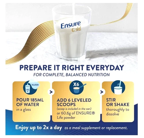 Abbott Ensure Gold Complete Balanced Nutrition - Vanilla, 800g ORIGINAL - Picture 4 of 6