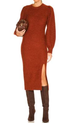 rust knitted dress Rust Cable Knit Sweater Dress