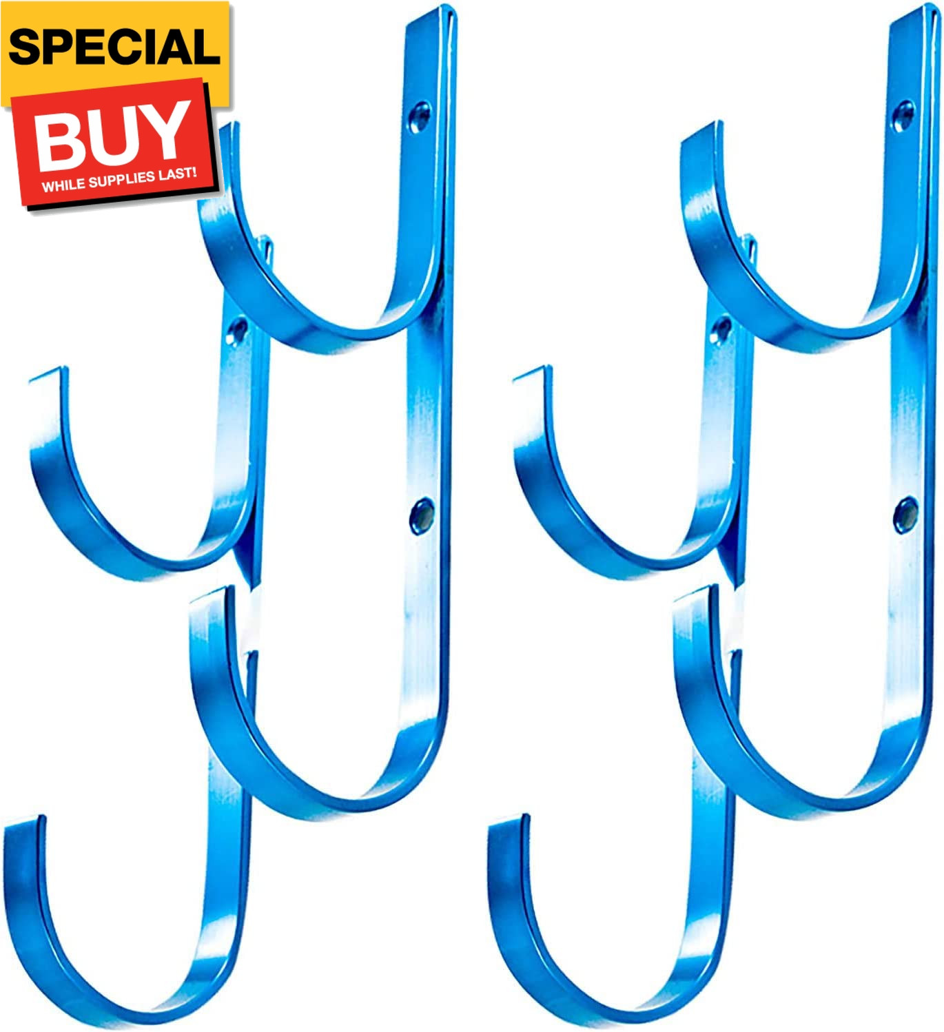 Swimming Pool Aluminum Pole Hanger Set, Blue, 2-Pack (4 Hooks), for Telescoping 