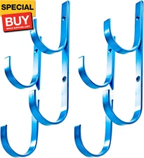 Swimming Pool Aluminum Pole Hanger Set, Blue, 2-Pack (4 Hooks), for Telescoping 