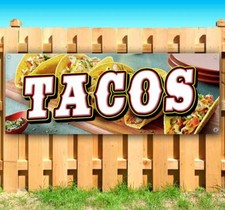 TACOS Advertising Vinyl Banner Flag Sign Many Sizes MEXICAN SPANISH FOOD FAJITAS