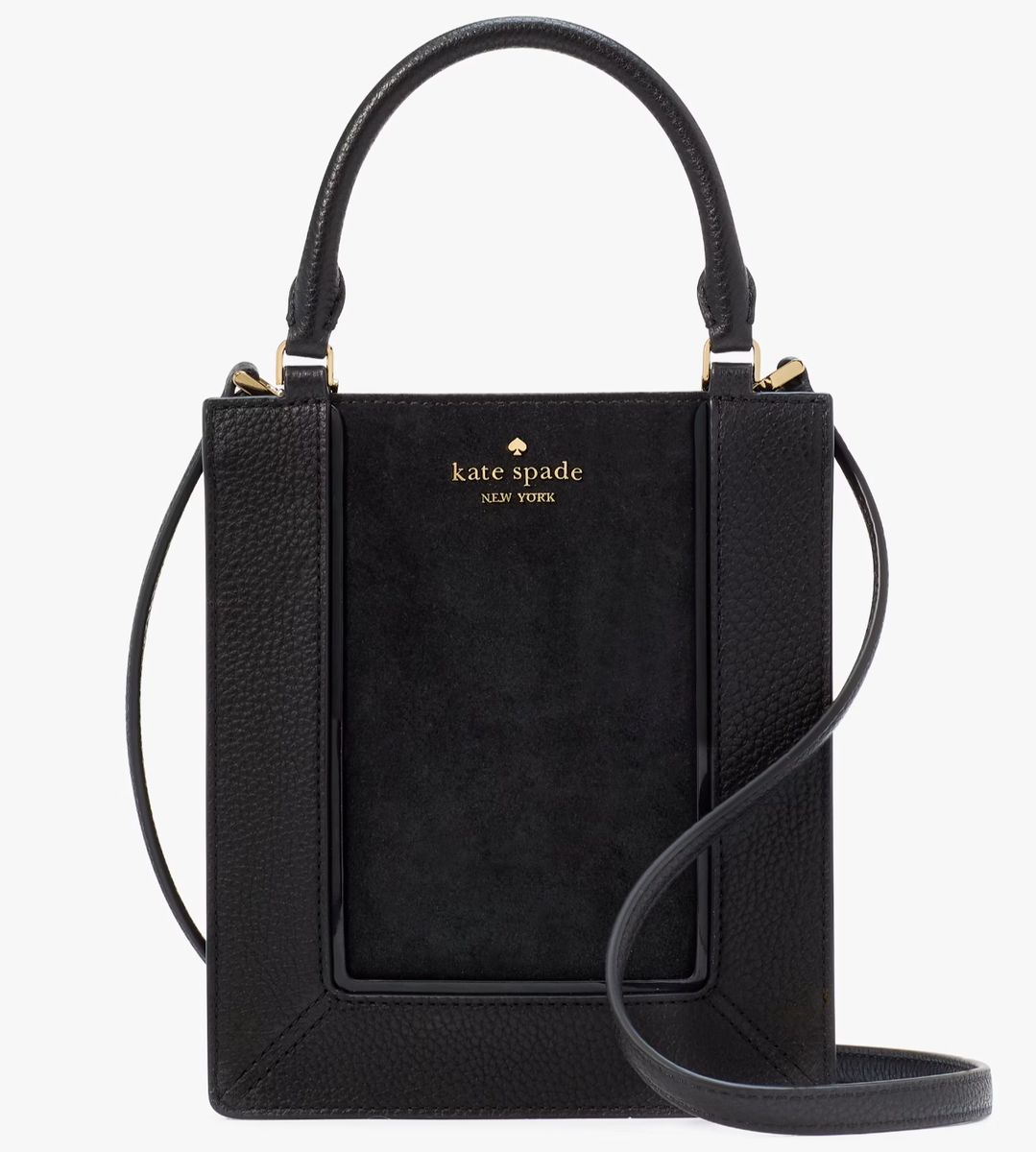 Kate Spade Lena Mini Tote Black Leather Suede Bag KI886 Purse