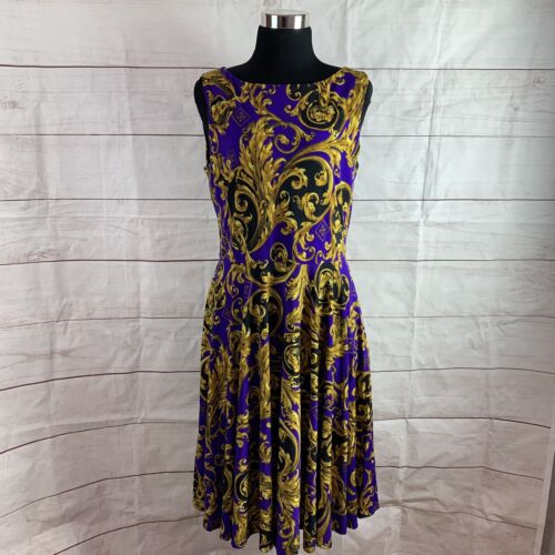 Isaac Mizrahi NY A-line Dress 8 Medium M Purple G… - image 1