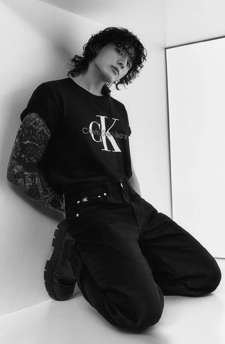 Calvin Klein x BTS Jungkook Black Men Monogram Logo T shirt