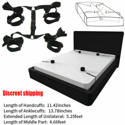 Bed Restraint Kit Rope Handcuffs Foot Cuffs Strap Sex Wrists Ankle for Roleplay