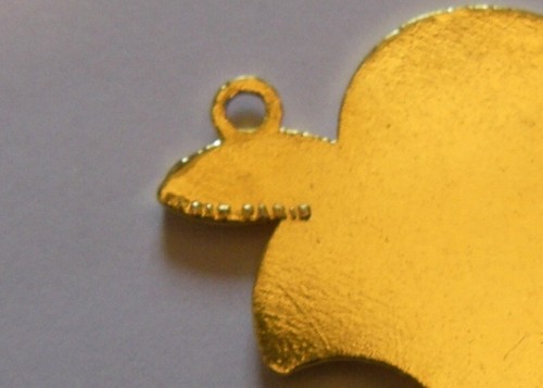 APPLE computer LOGO GOLDEN PENDANT ORIGINAL AUTHENTIC STAMPED DECAT PARIS 90s - Afbeelding 3 van 4