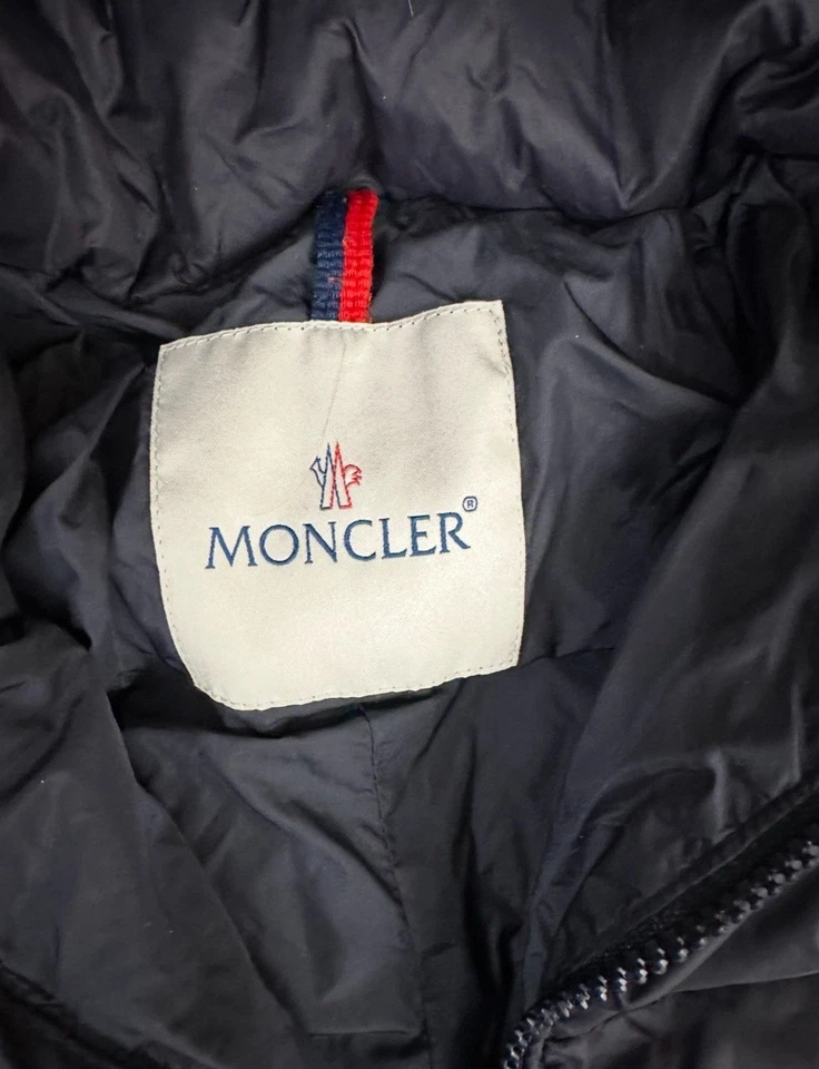 Moncler down overalls size 12-18 M kids dark blue - Image 2 of 4