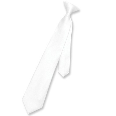 Vesuvio Napoli Boys CLIP-ON NeckTie Solid WHITE Color Youth Neck Tie