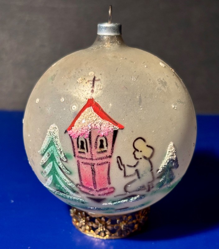 1 Vintage Austrian Made in Austria Glass Christmas Ornament Mica Hand Painted