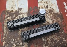 Pair Mickey Thompson Mt Small Block Chevy Aluminum Finned Valve Covers Sbc 350