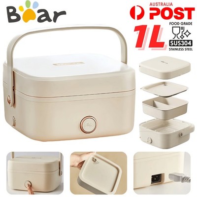 BEAR Electric Lunch Box 1L Stainless Steel Portable Heating Bento Food Warmer AU