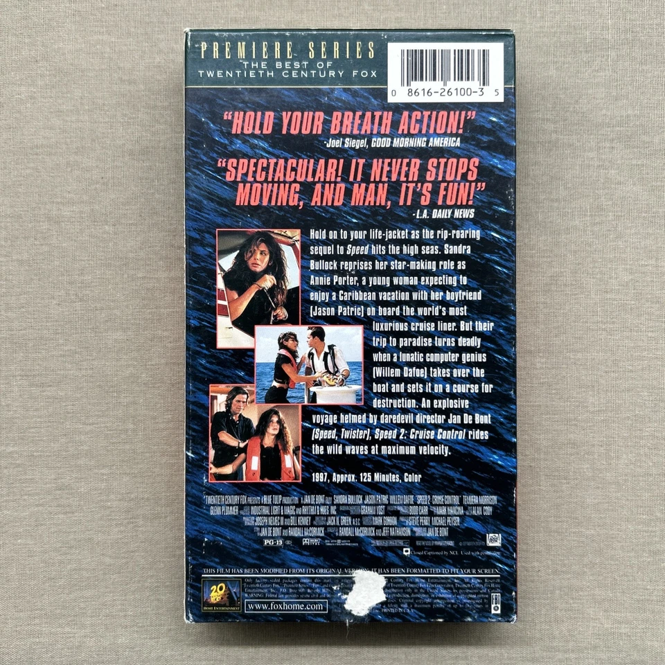 Speed 2: Cruise Control (VHS 1997) Sandra Bullock Jason Patric Willem Dafoe + - Image 3 of 4