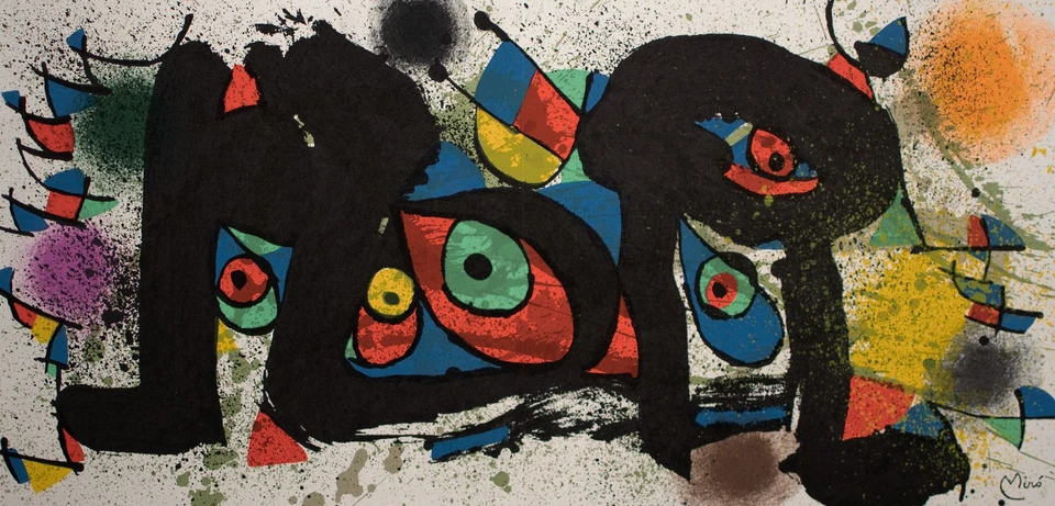 Joan Miró Les Poussins Abstrakt Surrealismus Avantgarde Farblithografie 1974 - Bild 3 von 4