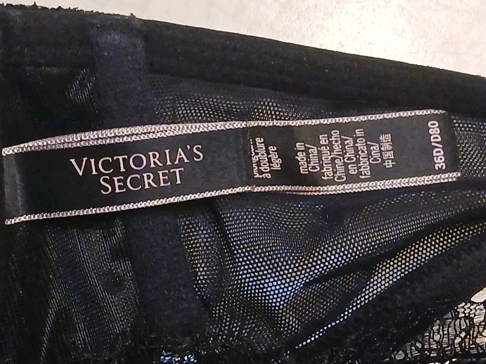 Victoria's Secret Bra 36D Lightly Lined Plunge Black Front Close Underwire - Image 3 of 3