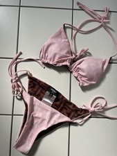 FENDI costume da bagno bikini separato bianco nero taglia 36 S nuovo mai usato con au...