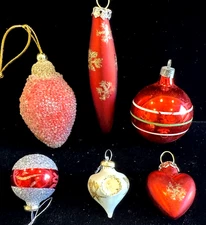 6 Vintage Mercury Glass Christmas Ornaments Triple Reflector Indent 3 Mini 1-3"