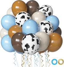 Blue Brown Cow Balloons Set,12Inch 60Pcs Cow Balloon Brown and Blue Balloons for