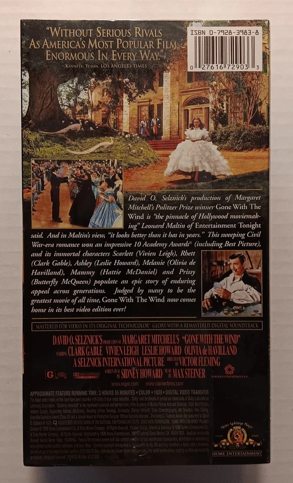 Унесенные ветром VHS набор (MGM Home Entertainment, 1998) новый запечатанный с водяным знаком - Изображение 2 из 4