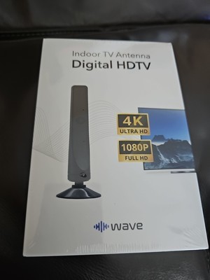 Wave Max Indoor TV Antenna 4K Ultra HD Signal Booster No Subscriptions 1080p