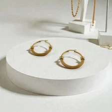 Gold Mesh Hoop Earrings 18K Gold Plated Stainless Steel D 40mm 50-Pack