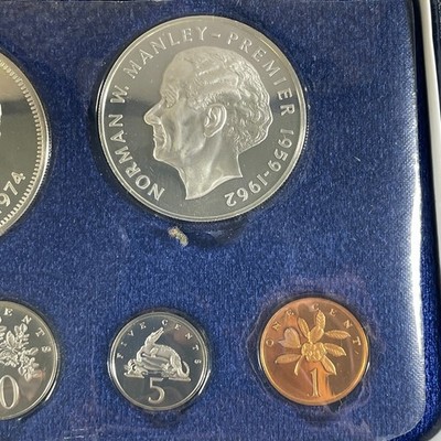 1974 Jamaica 8x Coin Proof Set Lot#B3330 Silver! With Case