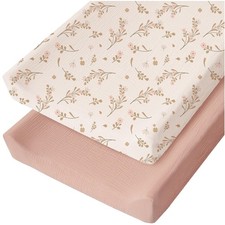 Konssy Muslin Changing Pad Cover for Baby Girls Floral, Pink,, Pink
