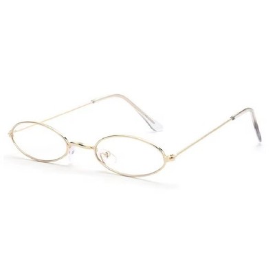 Retro MRS SANTA SMALL OVAL GLASSES Gold Granny Cosplay Party Novelty-CLEAR LENSE
