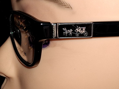 182-NEW! COACH HORSE CARRIAGE LOGO DESIGNER WOMENS EYEWEAR Black/silver/ tan