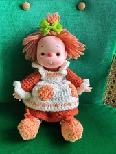 Vintage 1980's strawberry shortcake style crochet doll orange and white