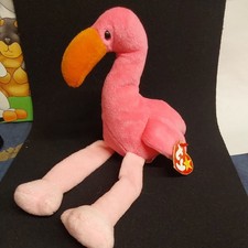 TY Beanie Baby - Pinky the Flamingo, With Creased Tag. Vintage 1995 Collectible