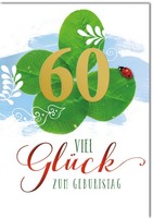 60. Geburtstag GlüCkskleeblatt Viel GlüCk GroßE Din A4-Karte Mit Umschlag Xxl-Ka